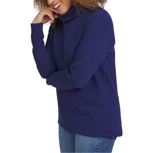 Lands’ End Women's waffle Navy Turtleneck Sweater